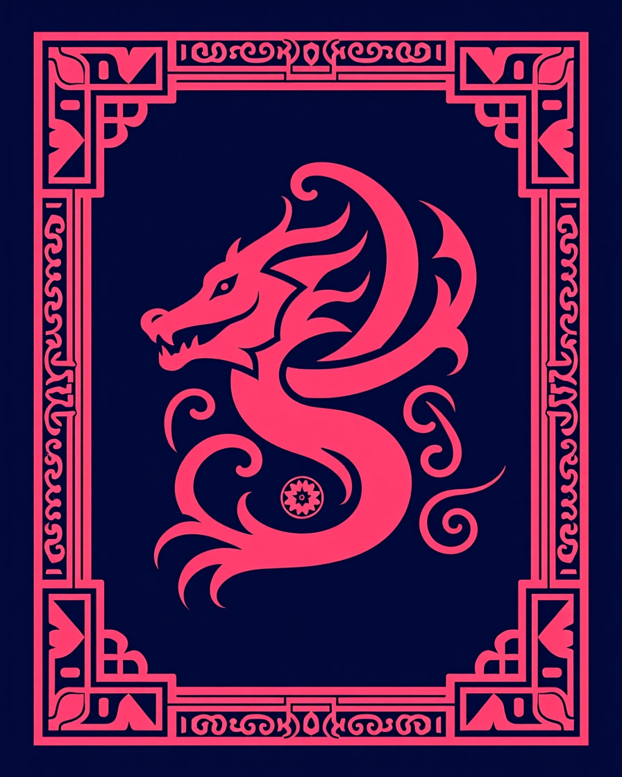 Crimson Dragon In Frame Rug