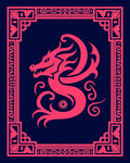 Crimson Dragon In Frame Rug