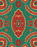 Red Golden Teal Paisley Medallion Rug
