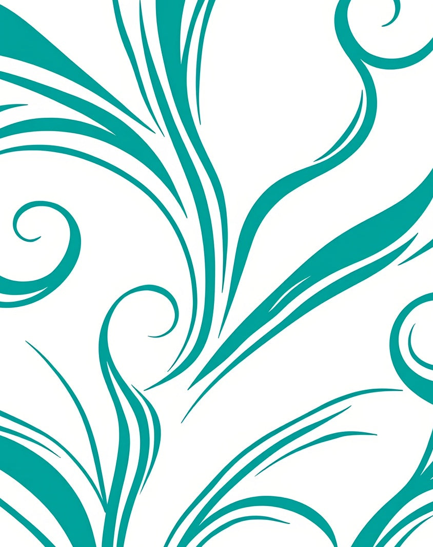 Teal Swirl Calligraphy Brush Strokes Rug
