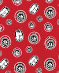 Red Circle Stamp With Geometric Shapes Rug