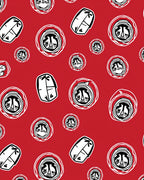 Red Circle Stamp With Geometric Shapes Rug
