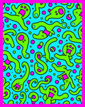 Whimsical Green Blob Funky Characters Rug