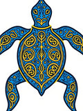 Ornate Blue Yellow Turtle Art Rug