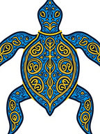 Ornate Blue Yellow Turtle Art Rug