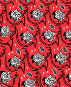 Bold Red Cartoon Faces Stars Rug