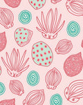 Pink Teal Red Organic Botanical Collage Rug