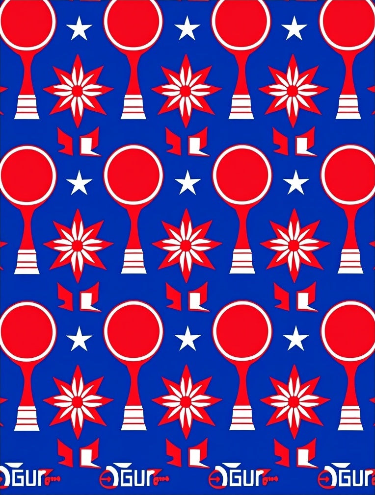 Red White Star Globe Arrangement Rug
