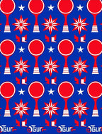 Red White Star Globe Arrangement Rug