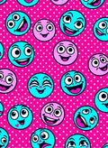 Pink Teal Smiley Faces Polka Dot Rug
