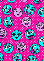 Pink Teal Smiley Faces Polka Dot Rug