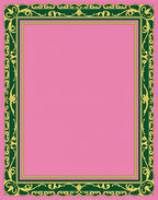 Ornate Pink Green Gold Border Rug