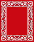 Crimson White Floral Border Frame Rug