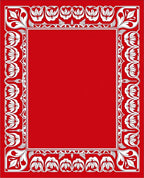 Crimson White Floral Border Frame Rug