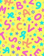Whimsical Alphabet Stars Yellow Rug