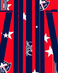 Bold Red Blue Star Emblem Stripes Rug
