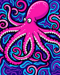 Vibrant Pink Octopus Swirls Rug