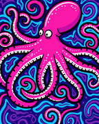 Vibrant Pink Octopus Swirls Rug