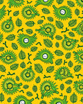 Green Spiky Fruit Yellow Leafy Background Rug