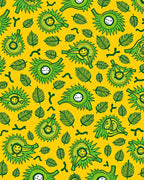 Green Spiky Fruit Yellow Leafy Background Rug