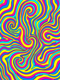Vibrant Yellow Blue Pink Swirl Rug