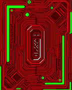 Circuitry Red Neon Geometric Rug
