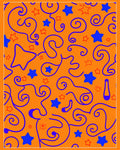Orange Blue Stars Swirls Whimsical Rug