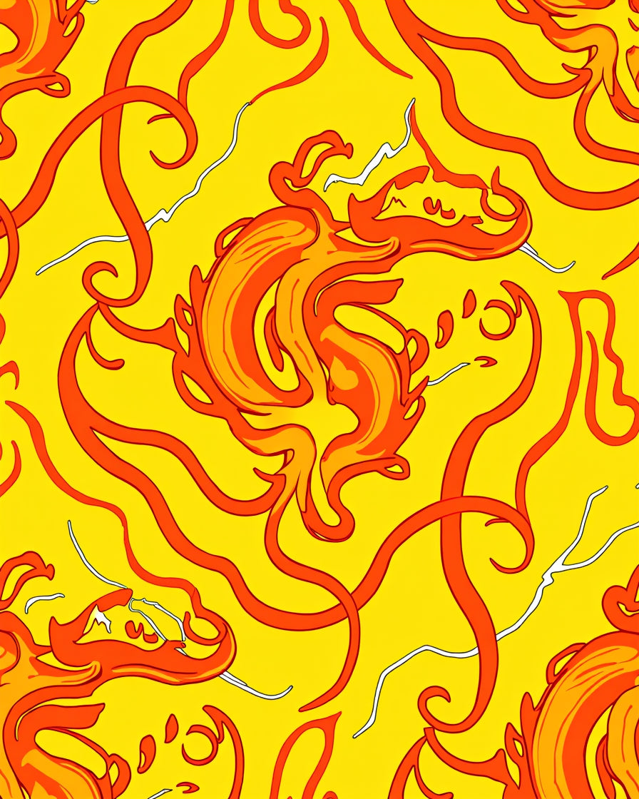Fiery Orange Yellow Swirls Rug