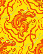 Fiery Orange Yellow Swirls Rug