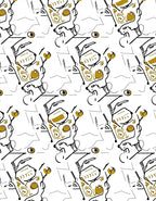 Abstract Cubist Face Gold Line Rug