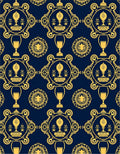 Golden Heraldic Trophy Emblem Navy Rug