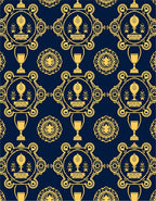 Golden Heraldic Trophy Emblem Navy Rug