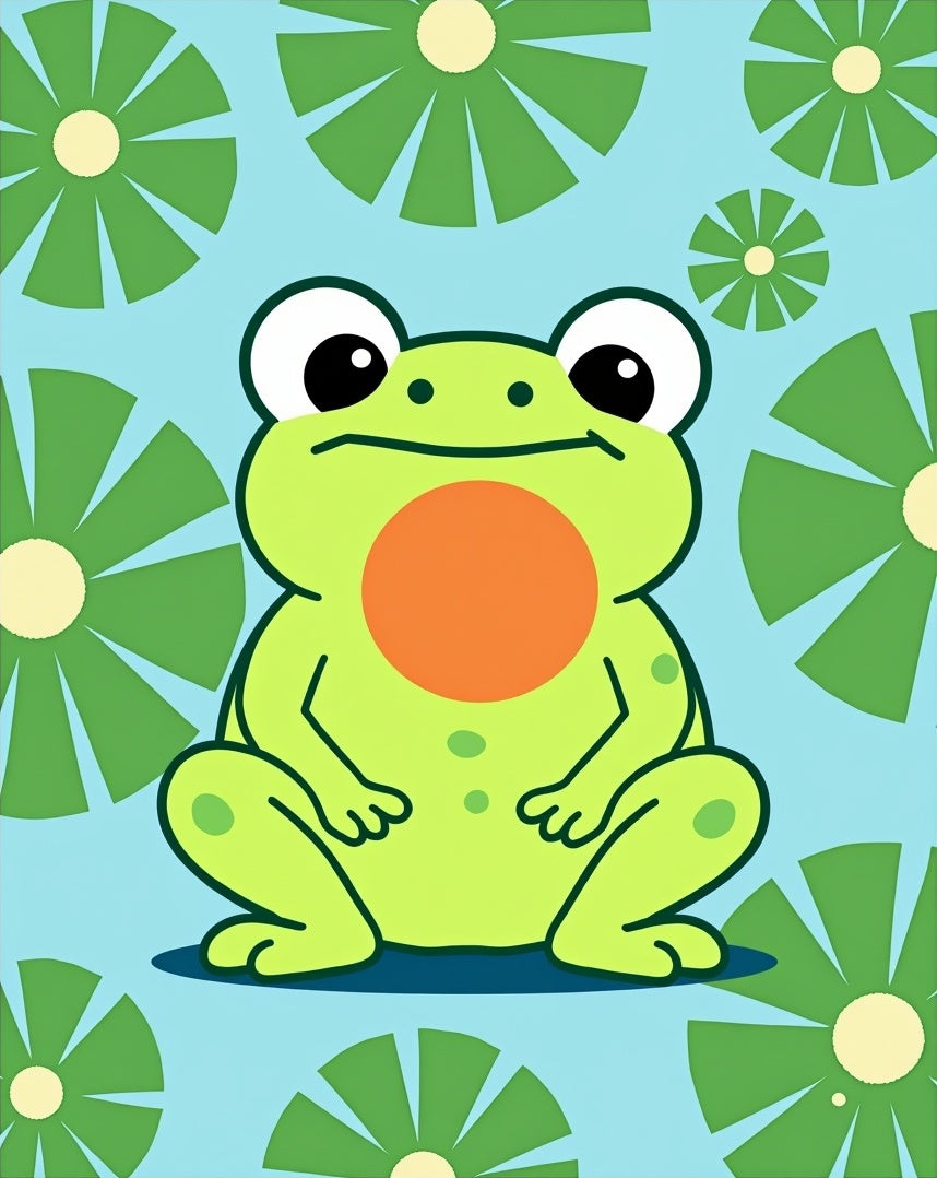 Cute Lily Pad Frog Pond Rug
