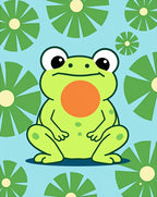 Cute Lily Pad Frog Pond Rug