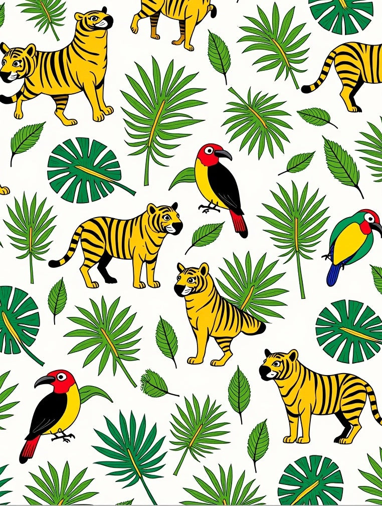 Jungle Tigers and Tropical Birds Rug