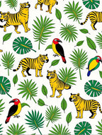 Jungle Tigers and Tropical Birds Rug