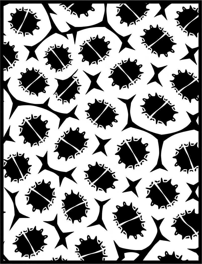 Black Spiky Orb Star Cluster Rug