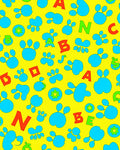 Bright Yellow Blue Paw Print Alphabet Rug