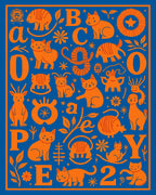 Whimsical Orange Animals Alphabet Collage Rug