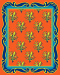 Orange Yellow Blue Flourishing Border Rug