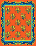 Orange Yellow Blue Flourishing Border Rug