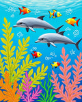 Playful Dolphins Coral Reef Aquatic World Rug