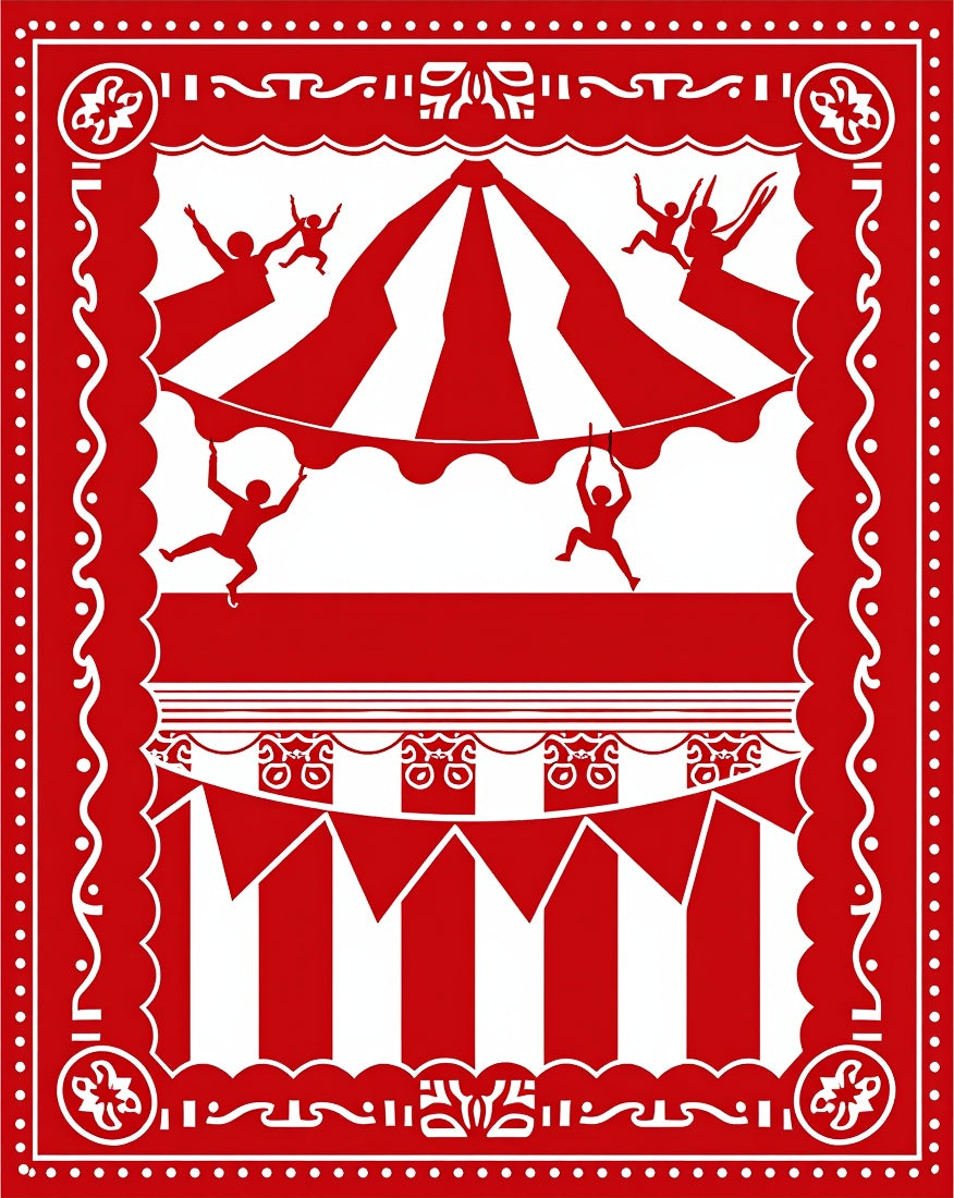 Red Circus Performers Stripes Rug