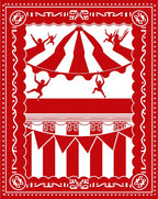 Red Circus Performers Stripes Rug