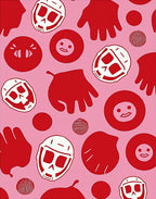 Whimsical Red Skull And Hands Rug