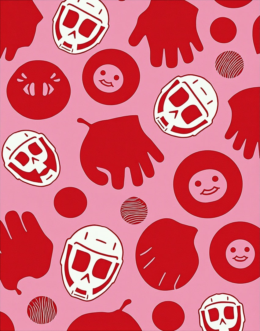 Whimsical Red Skull And Hands Rug