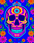 Vibrant Floral Skull Day Of The Dead Rug
