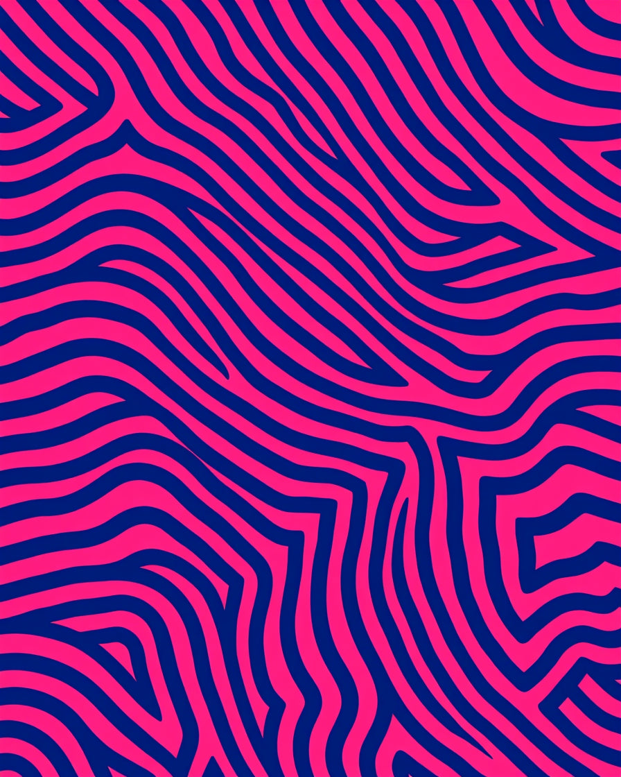 Vibrant Pink Navy Wavy Stripes Rug