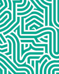 Teal and White Interlocking Lines Rug