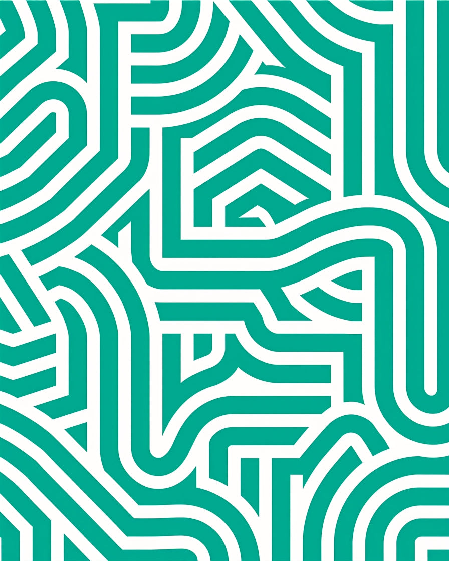 Teal and White Interlocking Lines Rug
